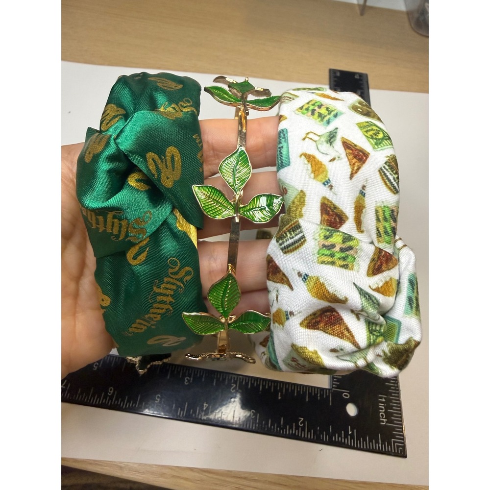 Harry Potter Slytherin Headband Set Green Gold Leaf Potion Bottle 3 Pack